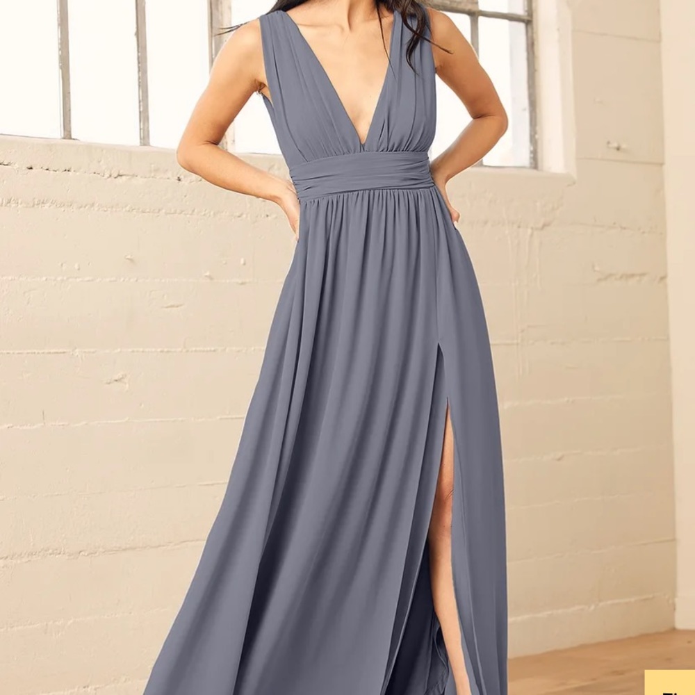 Lulu’s Heavenly Hues Denim Blue Maxi Dress